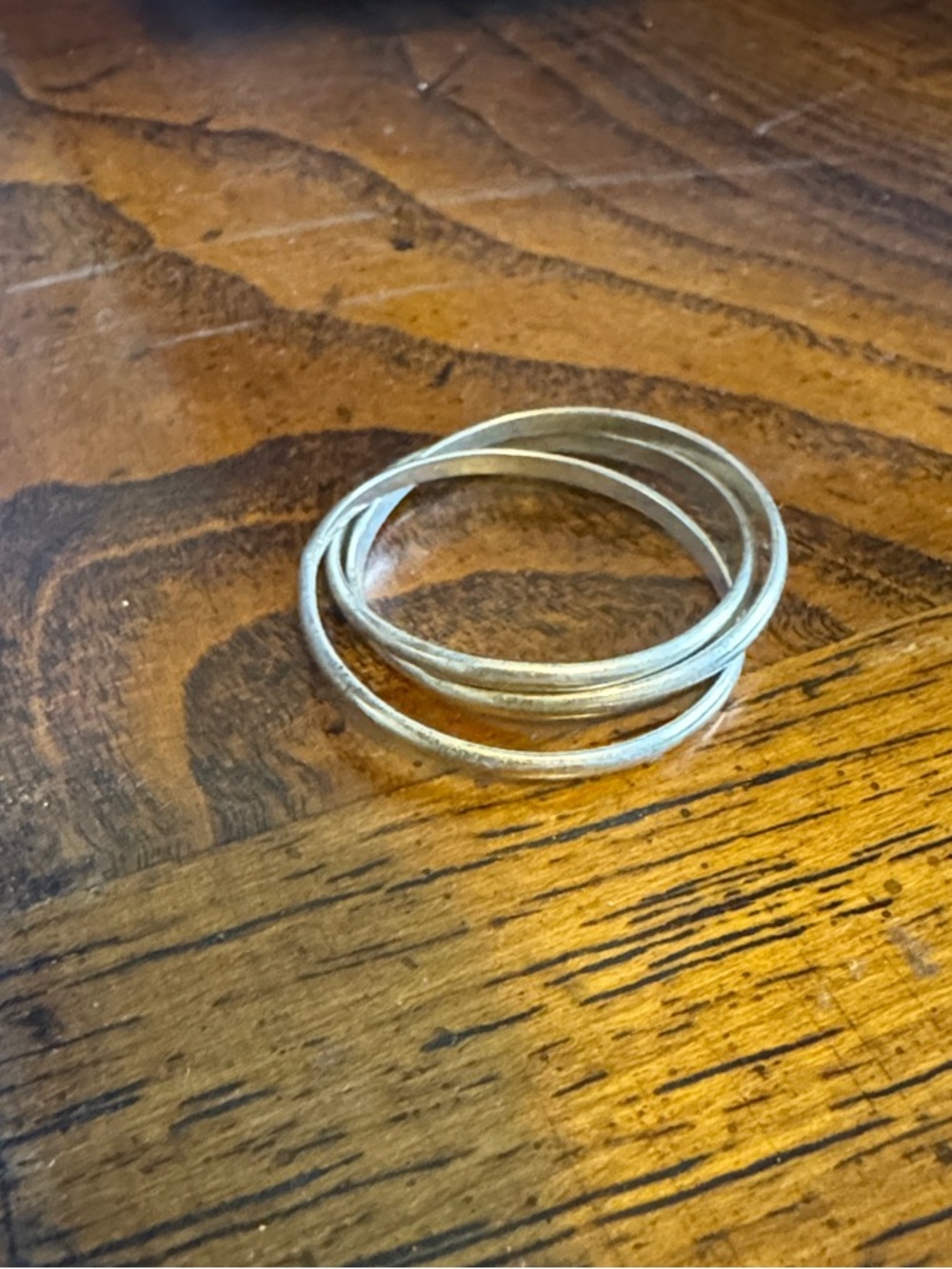Men's Intertwined Silver Tone Band Rings - Layered Minimalist Set